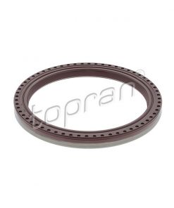 A close-up photograph of a TOPRAN 11111492244 crankshaft seal, vital for engine integrity.