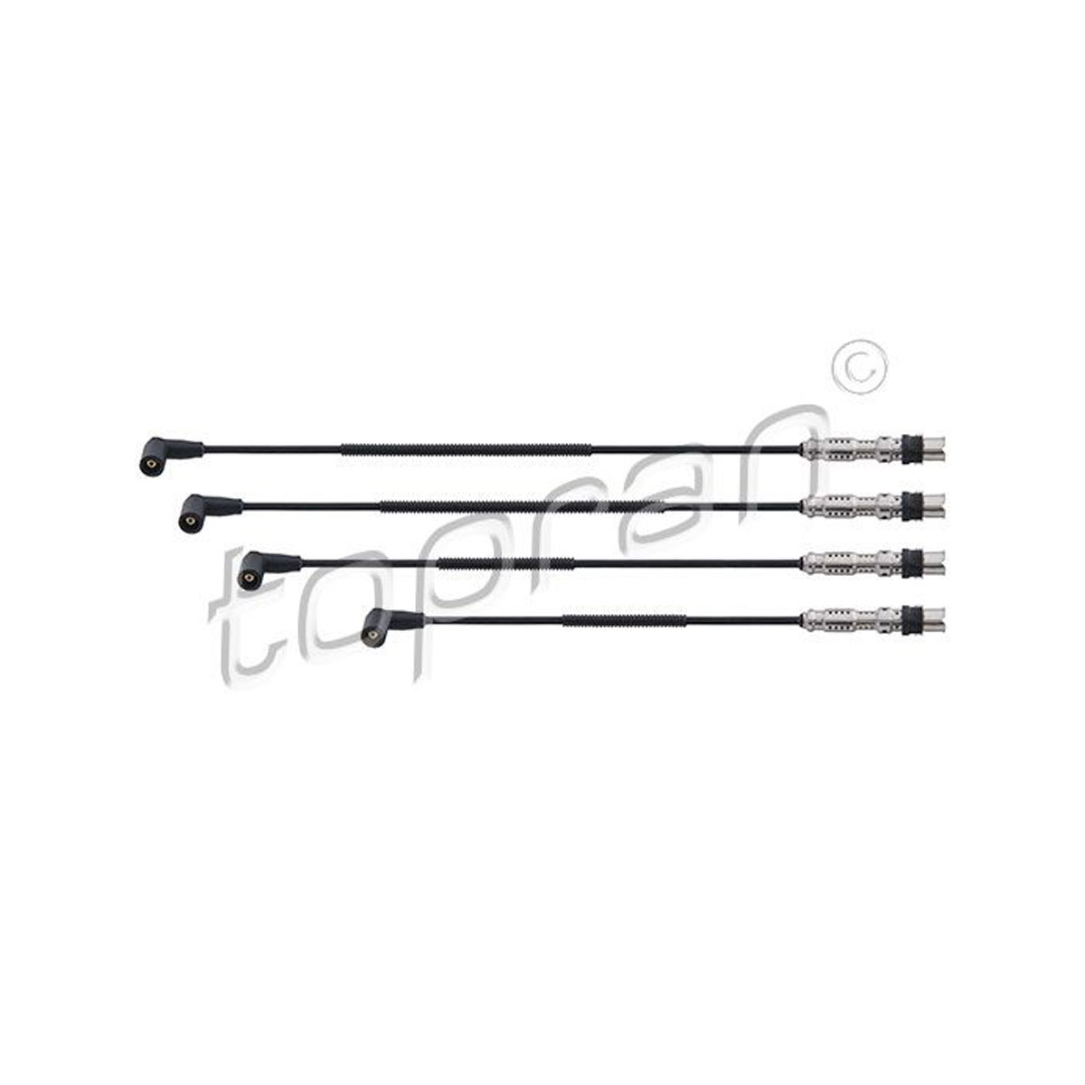 Close-up photograph of the TOPRAN 03F905409C ignition cable kit, essential for optimal engine performance.