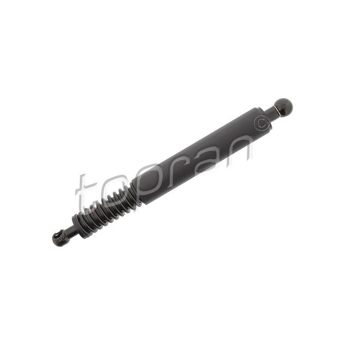 A close-up photograph of the TOPRAN 7L6827550N tailgate strut right, ensuring smooth closure of the vehicle's tailgate.