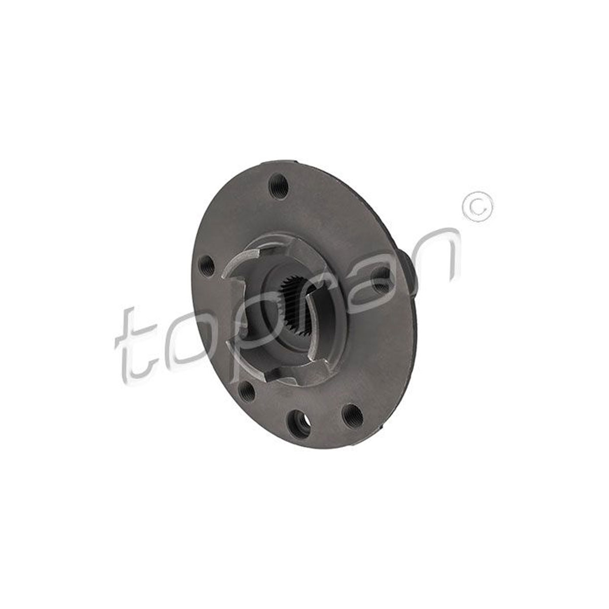 A close-up photograph showcasing the TOPRAN 7P0501655A wheel hub, an essential component for your front axle.