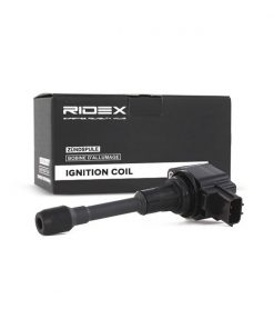 A close-up photograph of the high-performance Ignition Coil-RIDEX 22448ED000, essential for efficient engine ignition