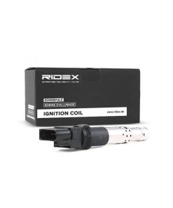 A close-up photograph showcasing the RIDEX 022905100S ignition coil, delivering reliable spark.